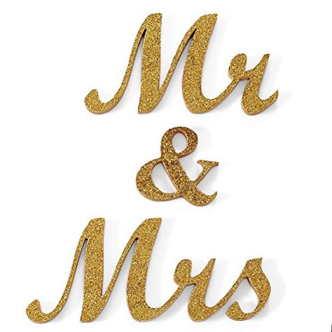 Bigbig_top Gold Glitter Mr and Mrs Letters Sign Freestanding Wedding Gift Sweetheart Table Decor * Check this awesome product by going to the link at the image. Mr Mrs Cake Toppers, Sweetheart Table Decor, Gold Printable, Birthday Cake Topper Printable, Letter Symbols, Wedding Letters, Diy Cake Topper, Mr And Mrs Wedding, Wedding Fonts