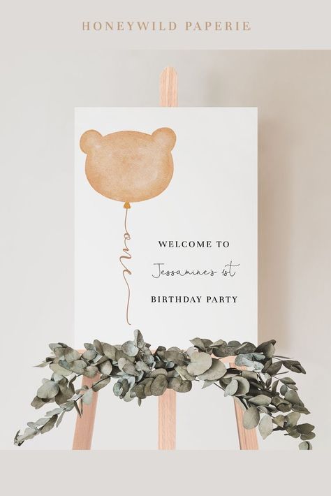 Bear Birthday Party Welcome Sign, Teddy Bears Picnic, Brown Bear Welcome Sign,Fully Editable#R21 Beary Onederful, Teddy Bear Birthday Theme, Bear Welcome Sign, Sunshine Baby Shower Invitations, Fall 1st Birthdays, Teddy Bears Picnic, Teddy Bear Party, Teddy Bear Birthday, Sunshine Baby Showers