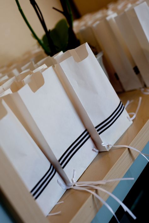 Regular white paper bags with strings for tzitzis and black and white ribbon! Just cut a 'neck' out of the top! Voila! Tzitzis favor bags! Brit Milah, Bar Mitzvah Party, Bar Mitzva, Age Appropriate Toys, Black And White Ribbon, Party Store, בר מצווה, Jewish Gifts, Jewish Holidays