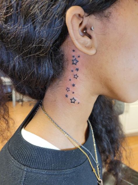 Star Neck Tattoos, Neck Tattoos Women, Neck Tattoos, Tattoos Women, Neck Tattoo, Tattoos For Women, Tatting, Body Art, Tattoos