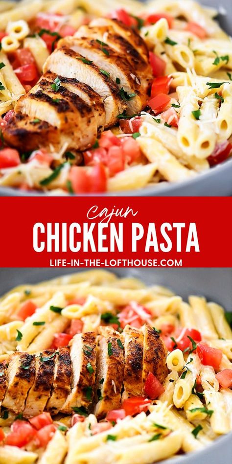 Cajun Chicken Pasta Meal Prep, O'charleys Cajun Chicken Pasta, Cajun Chicken Pasta Recipe, Creamy Cajun Chicken Pasta, Creamy Cajun Chicken, Cajun Chicken Pasta Recipes, Yummy Chicken, Cajun Chicken Pasta, Supper Ideas