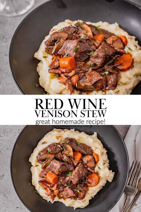 Venison Bacon, Venison Steak Recipes, Beef Burgundy, Elk Recipes, Venison Stew, Deer Recipes, Venison Steak, Stew Meat Recipes, Deer Meat Recipes