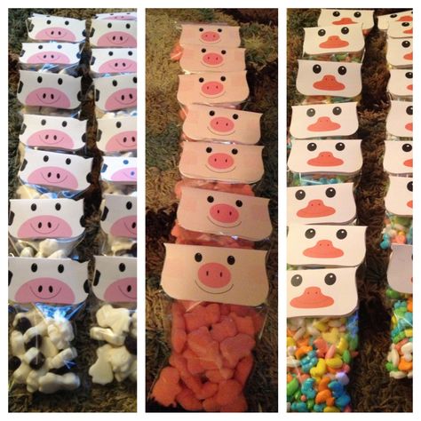 Barnyard Party Favors (animal crackers) Farm Candy Bar Ideas, Barnyard Party Favors, Barnyard Bash, Barnyard Theme, Barnyard Birthday Party, Farm Animal Party, Farm Animals Birthday Party, Farm Themed Birthday Party, Elsa Birthday