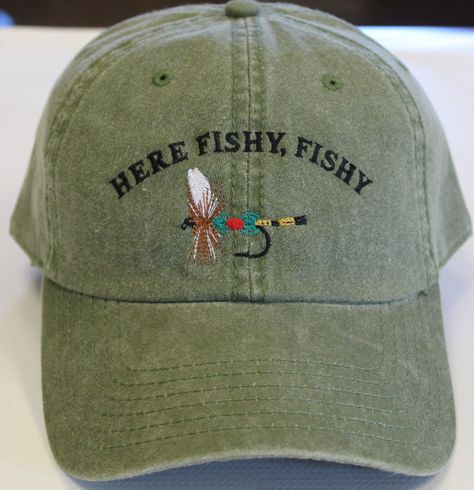 Do you love to Fly Fish? Or know someone who does? This is a perfect cap for any Dad, Grand-dad, Husband, or any man or women in your life. Cap Information- 100% cotton pigment dyed twill Unstructured, six-panel, low profile Self-fabric sweatband and six sewn eyelets Hats can vary by dye lots All Embroidery is done at Dolce Embroidery Embroidery Hats For Men, Styling Hats Women, Styling Baseball Caps, Cute Hats For Women, Granola Girl, Cute Fits, Baseball Caps, Things To Buy, Low Profile