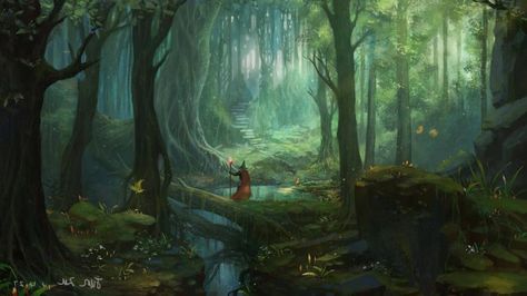 fantasy Art, Forest, Trees, Wizard, Stairs HD Wallpaper Desktop Background Jungle Pictures, Computer Wallpaper Hd, Fantasy Ideas, Wall Painting Techniques, Forest Background, Mystical Forest, Magic Forest, Fantasy Forest, Wall Paint Designs