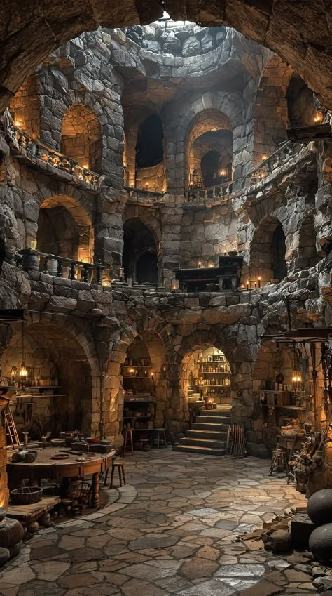 Medieval Castle Inside, Magic Castle Aesthetic, Fantasy Hideout, Scottish Castles Interior, Stone Castle Interior, Dragon Stables, Old Castle Interior, Medieval Barracks, Medieval Warehouse