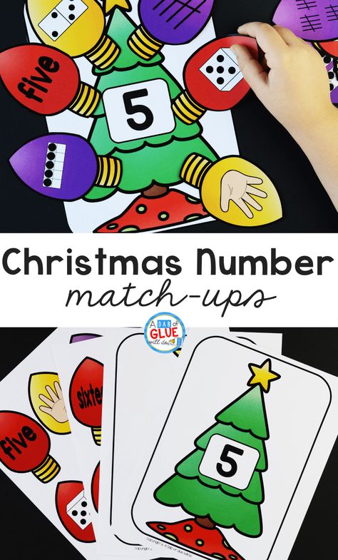 This Christmas Number Match-Up helps students to develop confidence in number sense so they build a strong foundation in math skills. #math #mathcenters Pencil Craft, Christmas Learning Activities, December Kindergarten, Number Sense Kindergarten, Thumbprint Art, Christmas Math Activities, 2023 School, Christmas Learning, Pencil Crafts