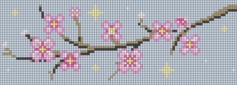 Pixel Art Fleur, Flowers Pixel Art, Flowers Pixel, Cherry Blossom Aesthetic, Blossom Aesthetic, Stitch Witchery, Beaded Flowers Patterns, Cherry Blossom Flower, Miniature Embroidery