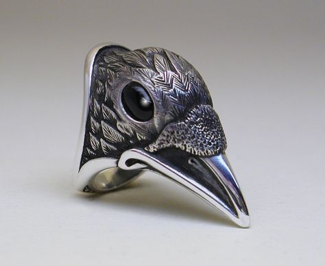 Raven Ring, Gothic Engagement Ring, Small Rings, Crows, Animal Jewelry, Ravens, Purple Amethyst, Bling Bling, Jewelry Inspiration