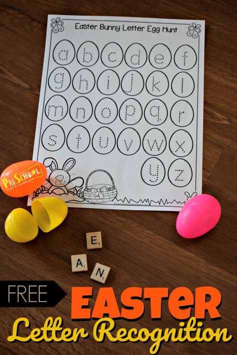 Looking for an educational Easter activities for kids? You will love this fun, hand son alphabet practice Easter Learning Activities, Easter Math Activities, Easter Activities For Preschool, Easter Bunny Letter, Easter Kindergarten, Easter Lessons, Easter School, Easter Math, Activity For Preschoolers