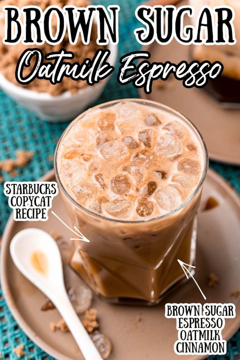 Starbucks Copycat Syrup, Keurig Espresso Recipe, Brown Sugar Oat Milk Creamer Recipe, Nespresso Recipes Original, Nespresso Original Recipes, Brown Sugar Coffee Syrup Recipe, Oatmilk Creamer Recipe, Brown Sugar Oat Milk Shaken Espresso, Oat Milk Creamer Recipe