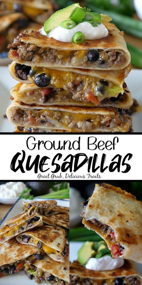 Quesadilla Recipes Beef, Ground Beef Quesadillas, Quesadilla Recipes Easy, Beef Quesadillas, Seasoned Ground Beef, Ground Beef Recipes Healthy, Diner Recept, Quesadilla Recipes, Types Of Cheese