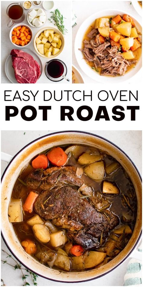 Roast In Dutch Oven, Pot Roast With Gravy, Roast With Gravy, Dutch Oven Pot Roast, Dutch Oven Beef, Oven Pot Roast, Winter Foods, Best Dutch Oven, Cold Weather Comfort Food