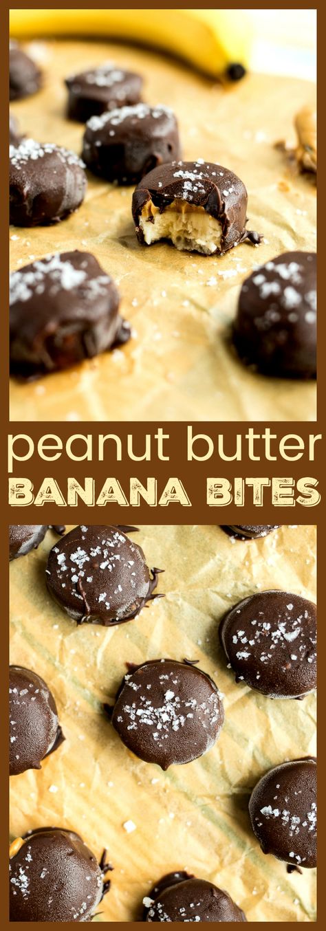 Peanut Butter Banana Bites – Sliced bananas are topped with peanut butter and dipped in chocolate to make a yummy, guilt-free treat that is great fresh or frozen! #banana #healthy #recipe #easy #chocolate #peanutbutter #snack #dessert Frozen Banana Recipes, Melt Chocolate In Microwave, Dessert Oreo, Dipped In Chocolate, Banana Bites, Desserts Vegan, Banana Healthy, Banana Recipes, Peanut Butter Banana