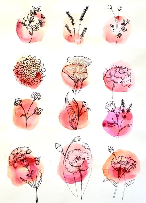 Akvarel Illustration, Illustration Botanical, Inspiration Illustration, Pen Illustration, Illustration Art Design, Výtvarné Reference, Watercolor Paintings For Beginners, Watercolour Inspiration, Watercolor Painting Techniques