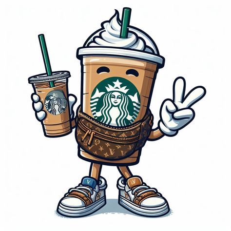 Coffee Character, Starbucks Art, Text Logo Design, Cartoon Character Pictures, Cup Of Joe, Budget Planning, Girly Pictures, Kuwait, Character Drawing