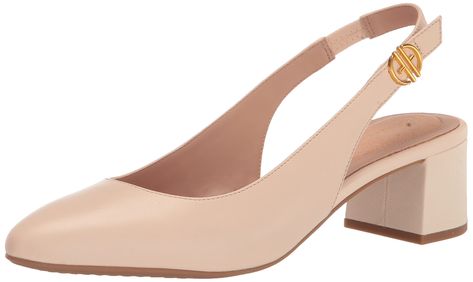 PRICES MAY VARY. UPPER: Classic slingback silhouette on a block heel MIDSOLE: Superfoam molded footbed provides extra cushioned footbed and perfect fit OUTSOLE: Anatomical heel provides a better fit Cole Haan Women, Slingback Pump, Womens Heels, Cole Haan, Women's Pumps, Tan Leather, Block Heels, Sandals Heels, Heel Height