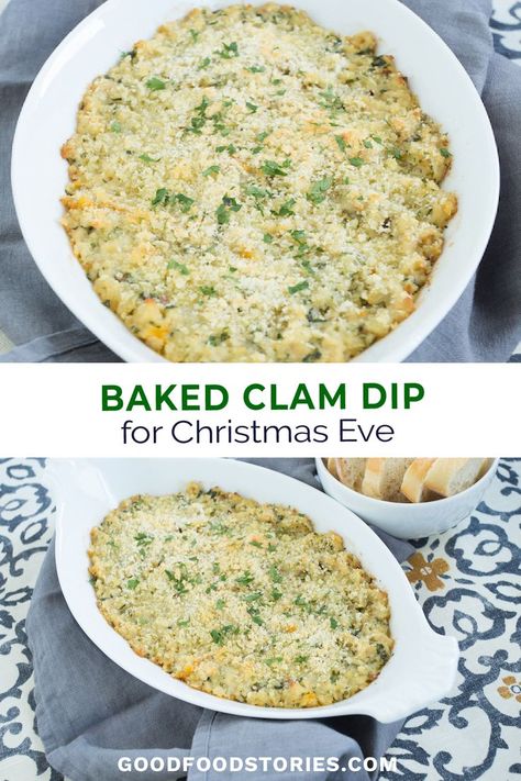 casserole dish of baked clam dip with buttery crumb topping Clam Appetizer Recipes, Creamy Clams In A Can, Baked Clam Dip With Ritz Crackers, Clam Casino Dip, Clam Dip Pioneer Woman, Clam Dip Recipe Easy, Baked Clam Dip Recipe, Clam Dip With Cream Cheese, Hot Clam Dip Recipe