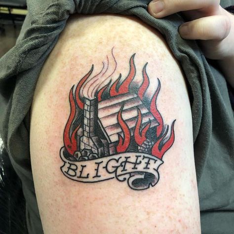 House On Fire Tattoo, Grime Tattoo, On Fire Tattoo, Fire Images, House On Fire, House Tattoo, Fire House, Cool Forearm Tattoos, Fire Tattoo