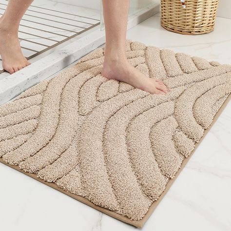 PRICES MAY VARY. 《Super absorbent bathroom rugs, Absorbs 3 times as much water in a few seconds, Preventing the danger of wrestling》►►► The surface of our beige bath mat is made of microfiber, which can quickly absorb and lock water like a sponge, and keep the floor dry, clean and safe. When you or family get out of the shower or tub, no longer have to worry about the floor getting messy and the slipping hazard. 《Ultra soft bathroom mat & Anti slip bath mats》►►► This beige bath rug is well made, Soft Bathroom, Rugs For Bathroom, White Bath Mat, Beige Bathroom, Bathroom Floor Mat, White Bath, Small Bath, Shower Mat, Bath Rugs Sets