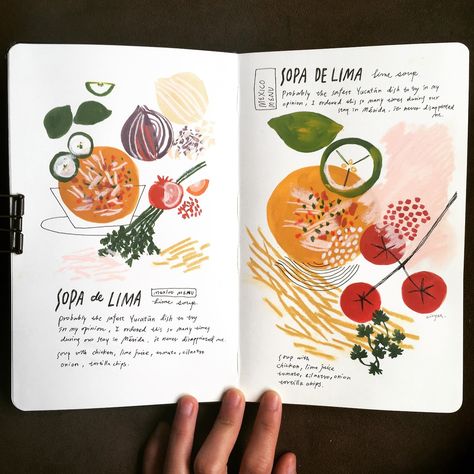 Recipe Book Design, Cookbook Design, Recipe Drawing, Traveling Around The World, Art Zine, Zine Design, Sketchbook Cover, Illustration Food, Sketchbook Inspiration