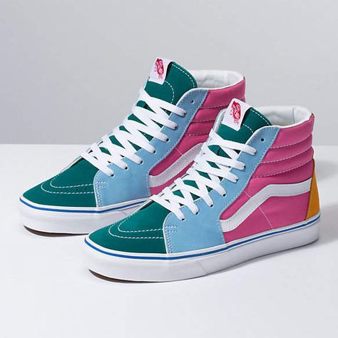 Vans Shoes High Tops, Hightop Vans, Cool Vans Shoes, Shoes High Tops, Cool Shoe, Bright Shoes, Tenis Vans, Cool Vans, High Top Vans