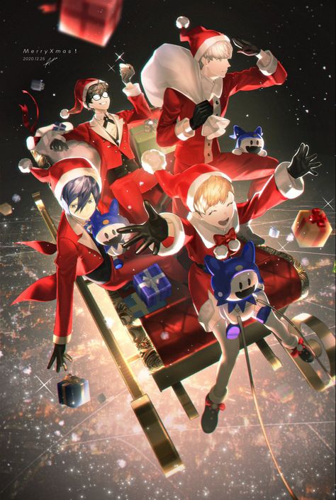 Persona Christmas, Persona Crossover, Atlus Games, Persona 5 Anime, Persona 5 Joker, Shin Megami Tensei Persona, Cat Talk, Shin Megami Tensei, Persona 4