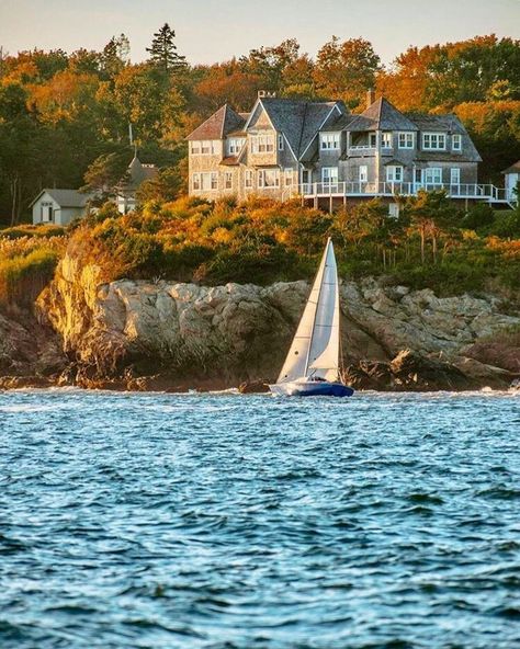 Rhode Island Aesthetic, Coastal Autumn, East Coast Aesthetic, New England House, Brindleton Bay, New England Aesthetic, Coastal Fall, East Coast Summer, Hamptons Summer