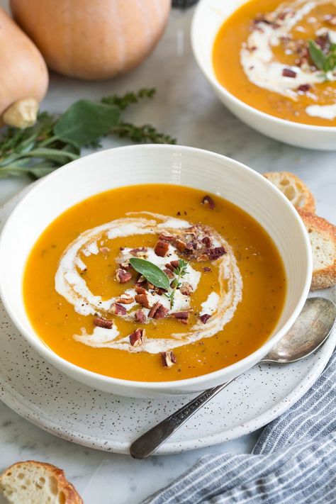 Half Baked Harvest Butternut Squash, Butternut Squash Soup Crockpot, Best Butternut Squash Soup, Vegan Butternut Squash Soup, Easy Butternut Squash, Butternut Squash Soup Recipe, Butternut Squash Recipes Soup, Squash Soup Recipe, Roasted Butternut Squash Soup