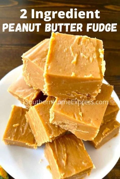 2-Ingredient Peanut Butter Fudge 2 Ingredient Fudge, Chocolate Pumpkin Muffins, Butter Fudge Recipe, Pepper Casserole, Homemade Fudge Recipes, Peanut Butter Fudge Recipe, Peanut Butter Fudge Easy, Stuffed Pepper Casserole, Fudge Ingredients