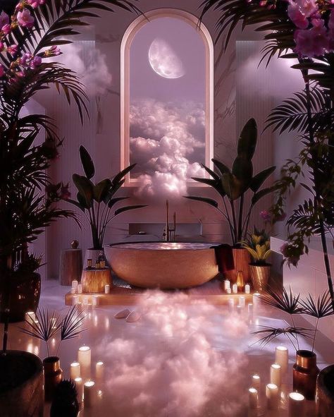 Pin by Chicken Nuggets 💅🏽 on Waiting room 2 in 2022 | Dreamscape architecture, Beautiful landscape wallpaper, Magic places fantasy dreams Spa Background Aesthetic, Fantasy Bathroom Art, Dream Scape Aesthetic, Celestial Astethic, Fantasy Room Aesthetic, Dreamscape Aesthetic, Magic Places Fantasy Dreams, Dreamscape Architecture, Magic Places