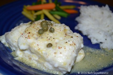 Mustard Caper Sauce, Baked Fish Fillet, Caper Sauce, Fish Fillets, Heart Food, Mushroom Sauce, Baked Fish, 4 Ingredient, Glass Baking Dish