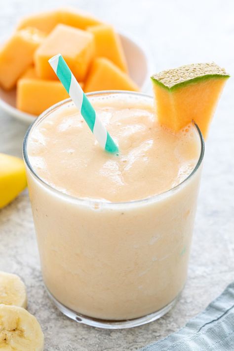 Cantaloupe Smoothie, Smoothie Benefits, Sweet Smoothies, Smoothie Packs, Yummy Smoothie Recipes, Blueberry Cobbler, How To Make Smoothies, Flaky Salt, Coconut Yogurt