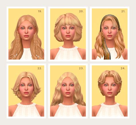 THE SIMLINE: One of my personal favourite decades! 70s hair is... Sims 4 80s Clothes, Sims 4 70s Hair, Sims 4 70s Cc, Ts4 Hair, Sims 4 Decades Challenge, Sims 4 Anime, 70s Hair, Pelo Sims, Los Sims