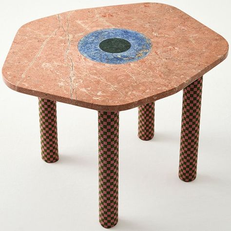 Abide Side Tables Marble Nightstand, Statuario Marble, Evil Eye Symbol, Marble Side Table, Alexander Girard, Coffee Table Furniture, Black And Gold Marble, Contemporary Side Tables, Pink Checkered