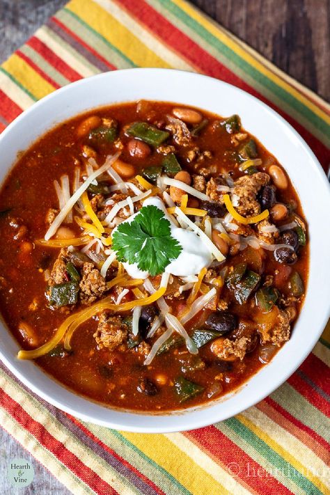 Chili With Ground Turkey, Ground Turkey Chili Recipe, Recipes Ground Turkey, Poblano Recipes, Turkey Chilli, Ground Turkey Chili, Poblano Chili, Turkey Chili Healthy, Turkey Chili Recipe