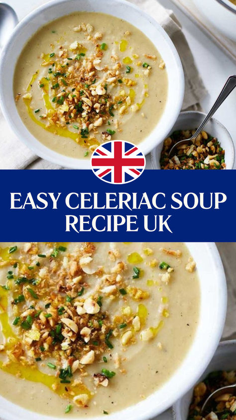 Easy Celeriac Soup Recipe UK​ Celeriac Soup Recipes, Soup Recipes Uk, Celeriac Soup, Catering Ideas Food, Food Meals, Chefs Table, Catering Ideas, Quick Lunch, Ideas Food