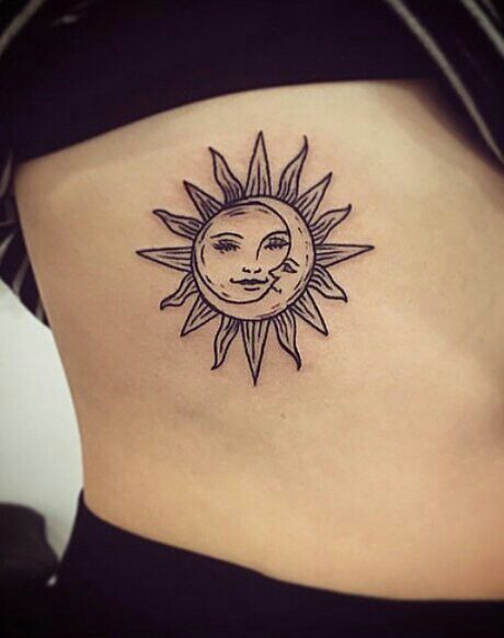 Tattoo Sonne, Moon Sun Tattoo, Sun And Moon Tattoo, Petit Tattoo, Tattoo Trend, Cat Tattoos, Sun Tattoos, Tiny Tattoo, Home Tattoo