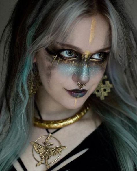 Witch Makeup Looks, Faerie Makeup, Pagan Makeup, Dark Fairy Makeup, Sea Witch Costume, Viking Makeup, Makeup Look Ideas, Which Makeup, Witchy Makeup