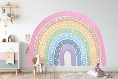 Excited to share this item from my #etsy shop: Large Boho Watercolour Pink Rainbow, Soft Rainbow Wall Decal, Nursery Wall Decal Boho Rainbow Painted Wall, Pastel Rainbow Mural, Rainbow Wall Painting Ideas, Rainbow Mural Kids Room Diy, Rainbow Shiplap Wall, Rainbow Paint Wall, Rainbow Mural Kids Room, Rainbow Theme Room, Rainbow Wall Painting