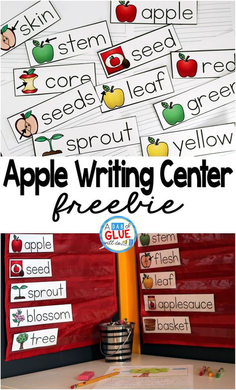 Apple Writing Center has everything that you need to include into your literacy rotations when learning about apples. Apple Writing Center Preschool, Apple Writing Activities Preschool, Apple Learning Activities, Apple Literacy Centers Kindergarten, Apple Study Preschool, Apple Unit Kindergarten, Apples Theme Preschool, Kindergarten Apple Activities, Apple Activities Preschool