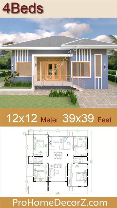 Modern Bungalow House Plans, Modern Bungalow House Design, Small Modern House Plans, Bungalow Style House Plans, Affordable House Plans, Exterior Bloxburg, 4 Bedroom House Plans, Modern Bungalow House, House Exterior Colors