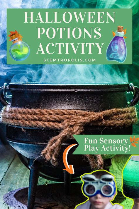 🎃 Looking for spooktacular Halloween activities for kids? Try these fun Halloween potion activities that combine sensory play and science! Perfect for a Halloween science center in preschool, kindergarten Halloween science, or Halloween STEM activities for elementary students. These hands-on activities are great for Halloween playgroups, toddlers, and preschoolers. Make Halloween a blast with these creative and educational ideas for little witches, wizards, or scientists! 🧙‍♀️✨ Witches Potions For Kids, Halloween Stem Kindergarten, Halloween Science Activities, Halloween Stem Activities, Spooky Science, Activities For Elementary Students, Kindergarten Halloween, Halloween Centers, Kindergarten Stem