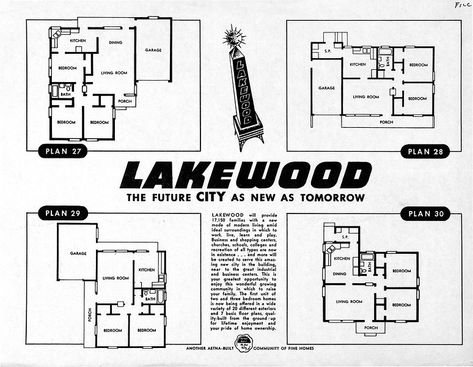 Lakewood Park floor plans, 1950. Ours was Plan #27, upper left hand corner only in the reverse. Lakewood California, Ca History, Porch Plans, Wonder Years, Long Beach California, Building Homes, Vintage Los Angeles, Contemporary Photographers, Future City