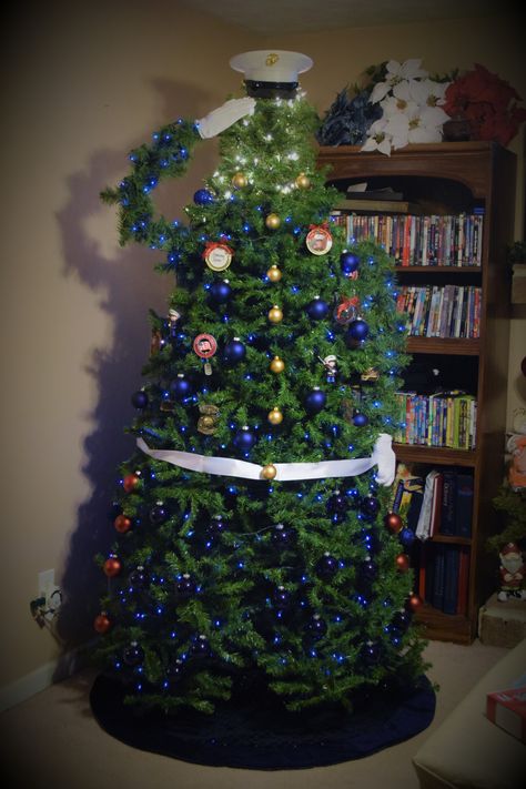 Marine Corps Christmas tree Marine Corps Christmas Tree, Usmc Christmas, Patriotic Christmas Decorations, Marine Corps Christmas, Marine Christmas, Marine Son, Patriotic Christmas Tree, Army Christmas, Military Christmas