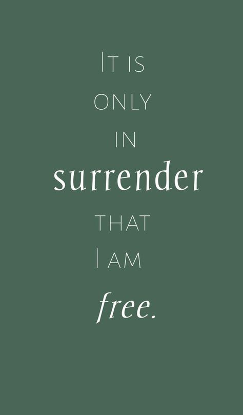 Surrender to the Lord. Only then are you truly free; free from sin, free from self. Surrender Quotes, Faith Reminders, Faith Board, Winning Quotes, Surrender To God, Christian Counseling, Conscious Awareness, Godly Life, Empowerment Quotes