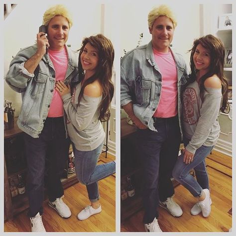 Kelly Kapowski and Zack Morris From Saved by the Bell Saved By The Bell Costume, Kelly Kapowski Costume, Diy Halloween Costumes For Couples, Bell Costume, Halloween Costumes Diy Couples, Kelly Kapowski, Zack Morris, Costumes For Couples, 90s Outfits