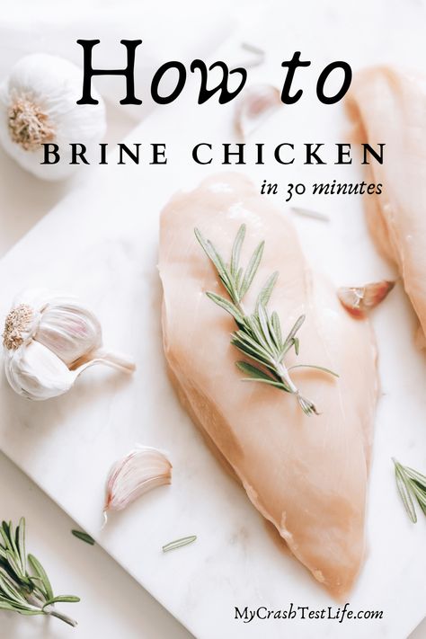 How to Brine Chicken in 30 Minutes - Ever wonder how restaurants end up with such juicy chicken breasts? Brining lean meats, such as chicken, in a saltwater solution, only takes 30 minutes and makes such a difference! How To Brine Chicken Breast, Chicken Breast Brine, Chicken Breast Brine Recipe, Moist Baked Chicken Breast, Dry Brine Chicken, Brine For Chicken, Fried Chicken Brine, How To Brine Chicken, Brining Chicken