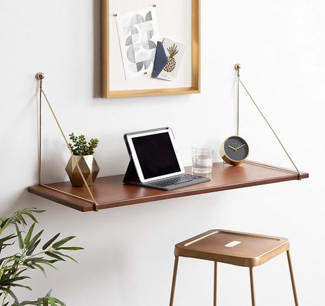 12 floating desks that look great and take up minimal space (2022)  - L Mounted Desk, Desks For Small Spaces, Wall Mounted Desk, Floating Desk, Salon Suites, Zen Space, Minimalist Apartment, Desk Shelf, New Interior Design