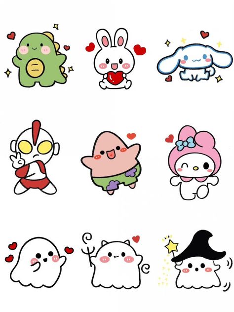 Cute Valentines Drawings, Cute Kawaii Drawings Doodles, Cute Small Drawings, Arte Doodle, Cute Easy Doodles, Seni Dan Kraf, Hello Kitty Drawing, Easy Doodle Art, Small Drawings